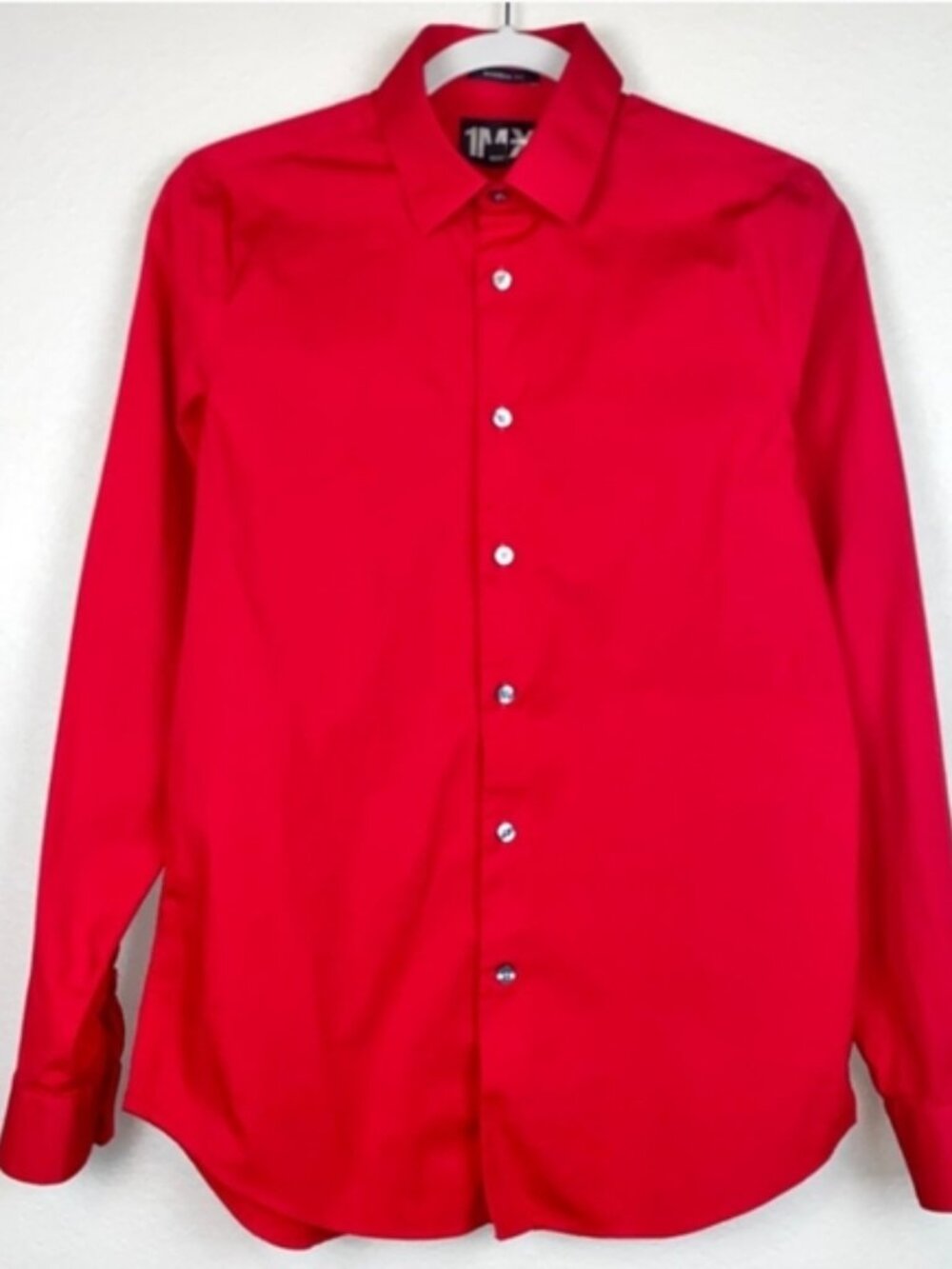 Express 1MX Modern fit button up shirt red